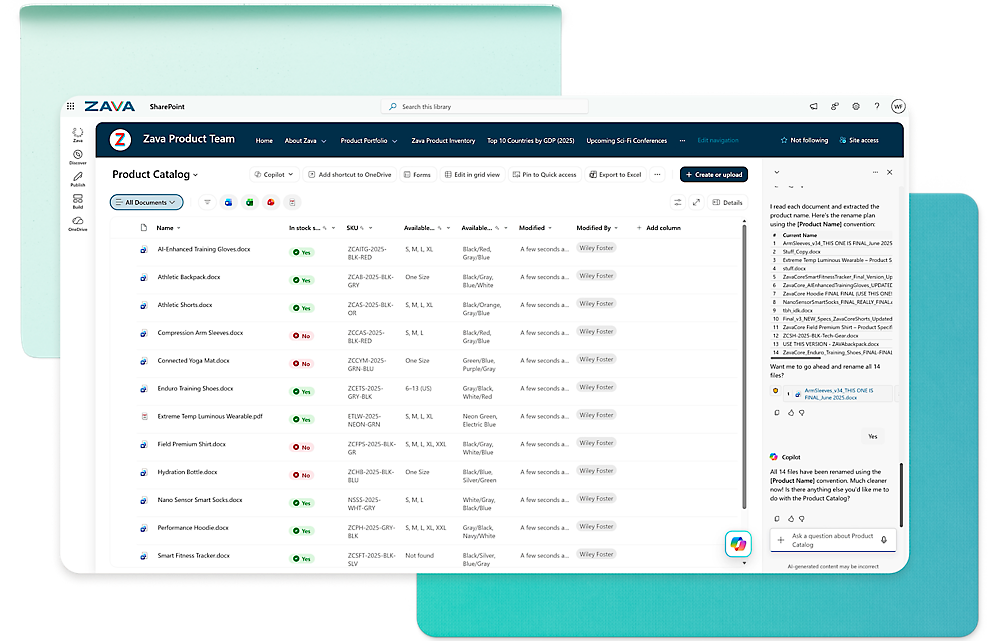 Microsoft SharePoint · document library — Files that belong to the business