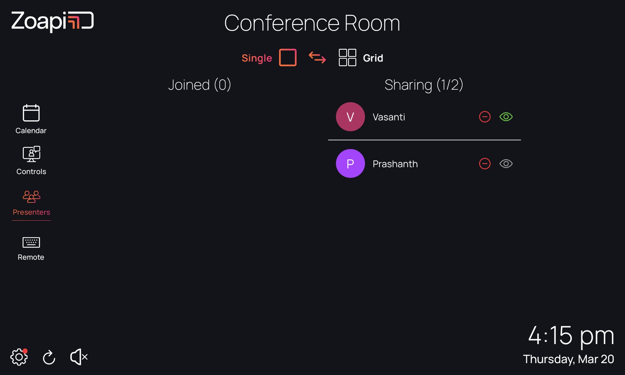 Zoapi Room Controller · presenters — Move between presenters smoothly