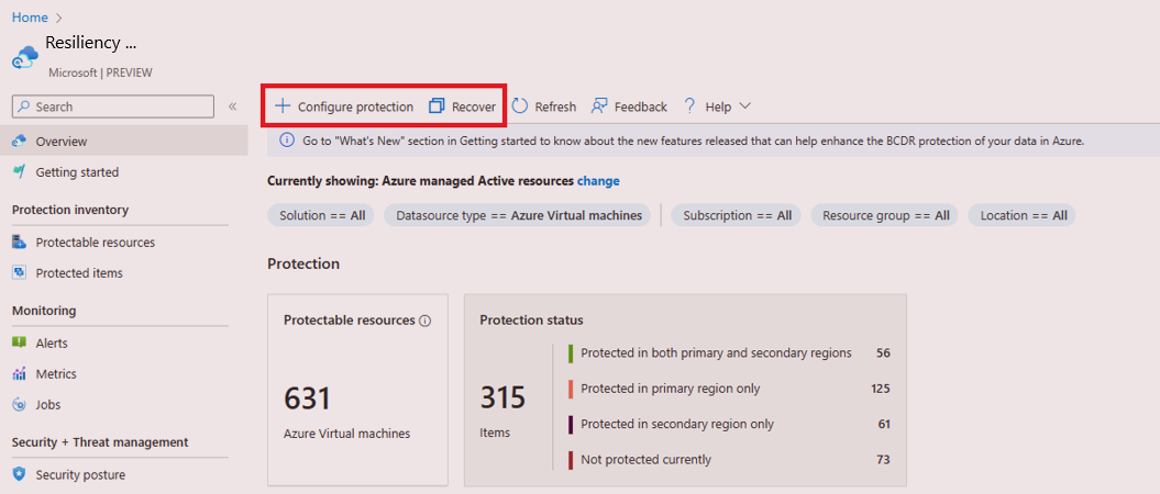 Backup and recovery protection — Azure backup & recovery